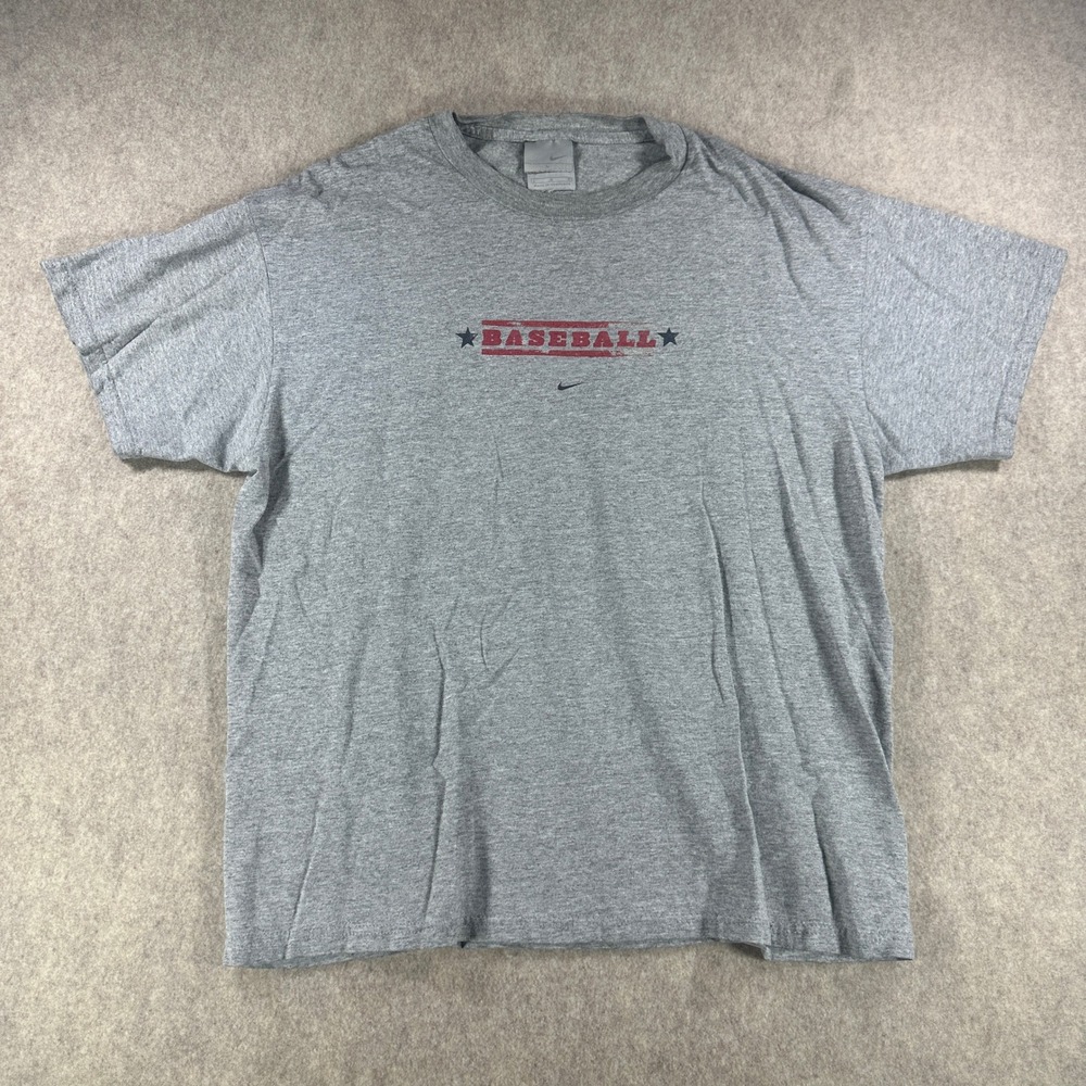 Nike Mens Baseball Americana Stars Stripes Short Sleeve Tee Gray Size Large